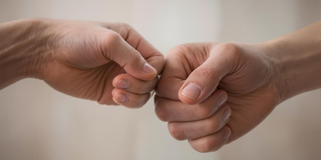 Two hands pulling apart against a soft blurred background.